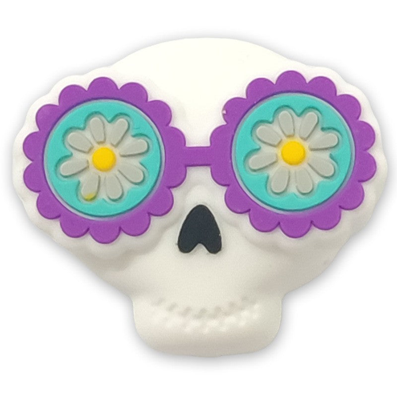 Halloween Series Silicone Focal Beads-Skeleton wearing sunglasses