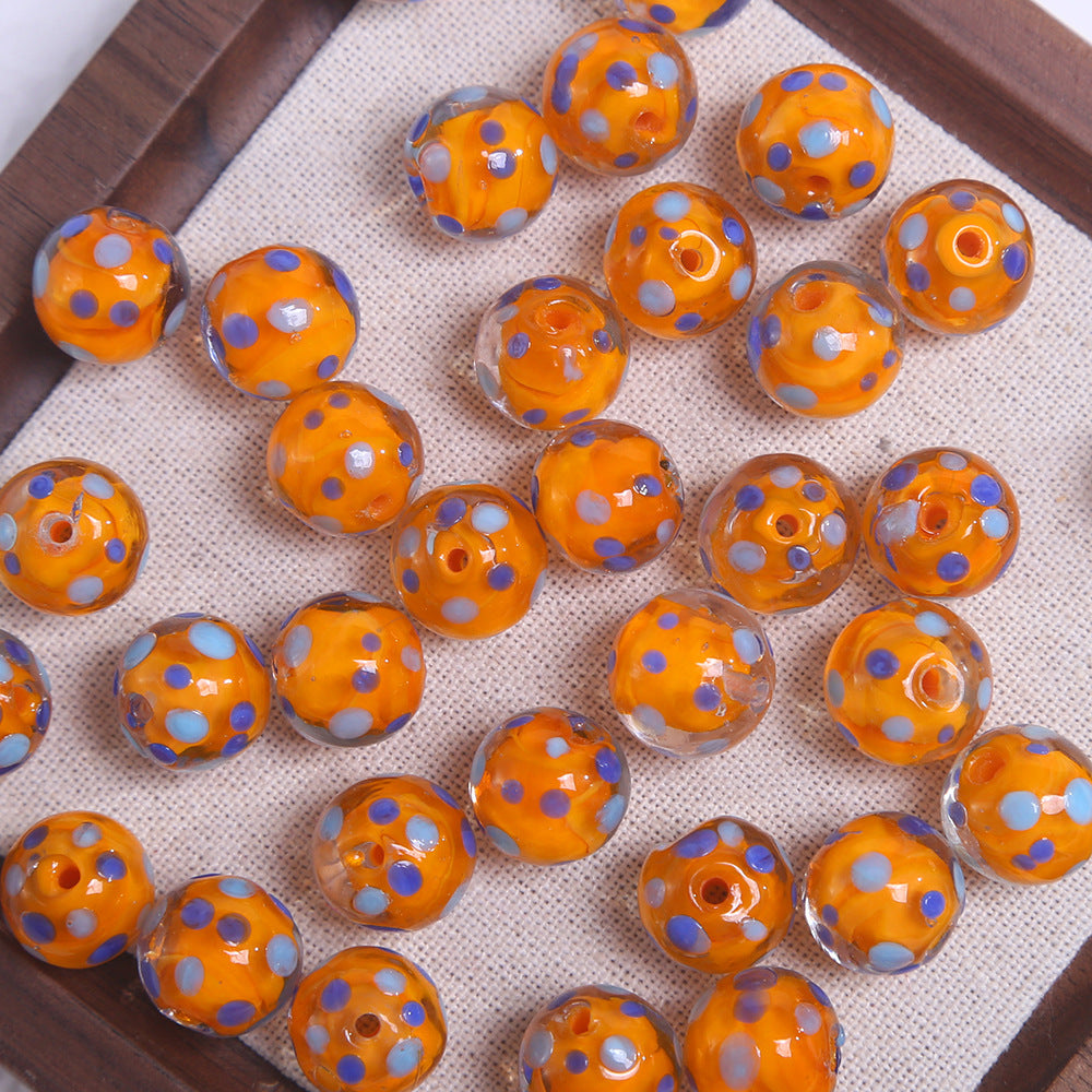 12mm colorful polka dot round glass beads