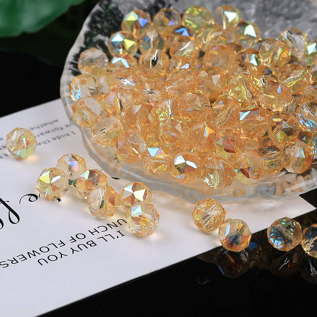 Colorful glittering faceted flower ball crystal glass beads