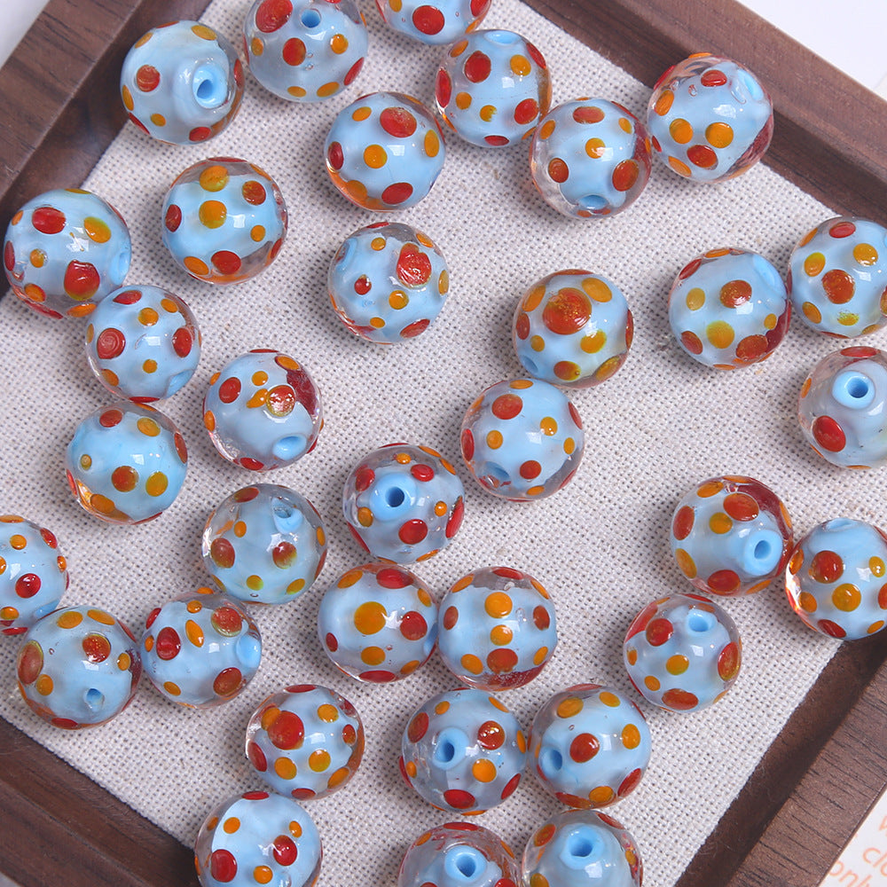 12mm colorful polka dot round glass beads