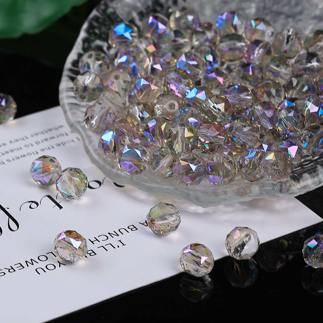 Colorful glittering faceted flower ball crystal glass beads