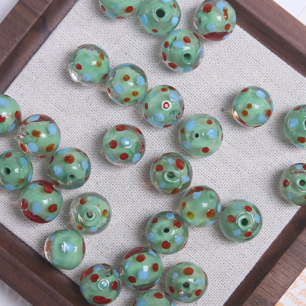 12mm colorful polka dot round glass beads