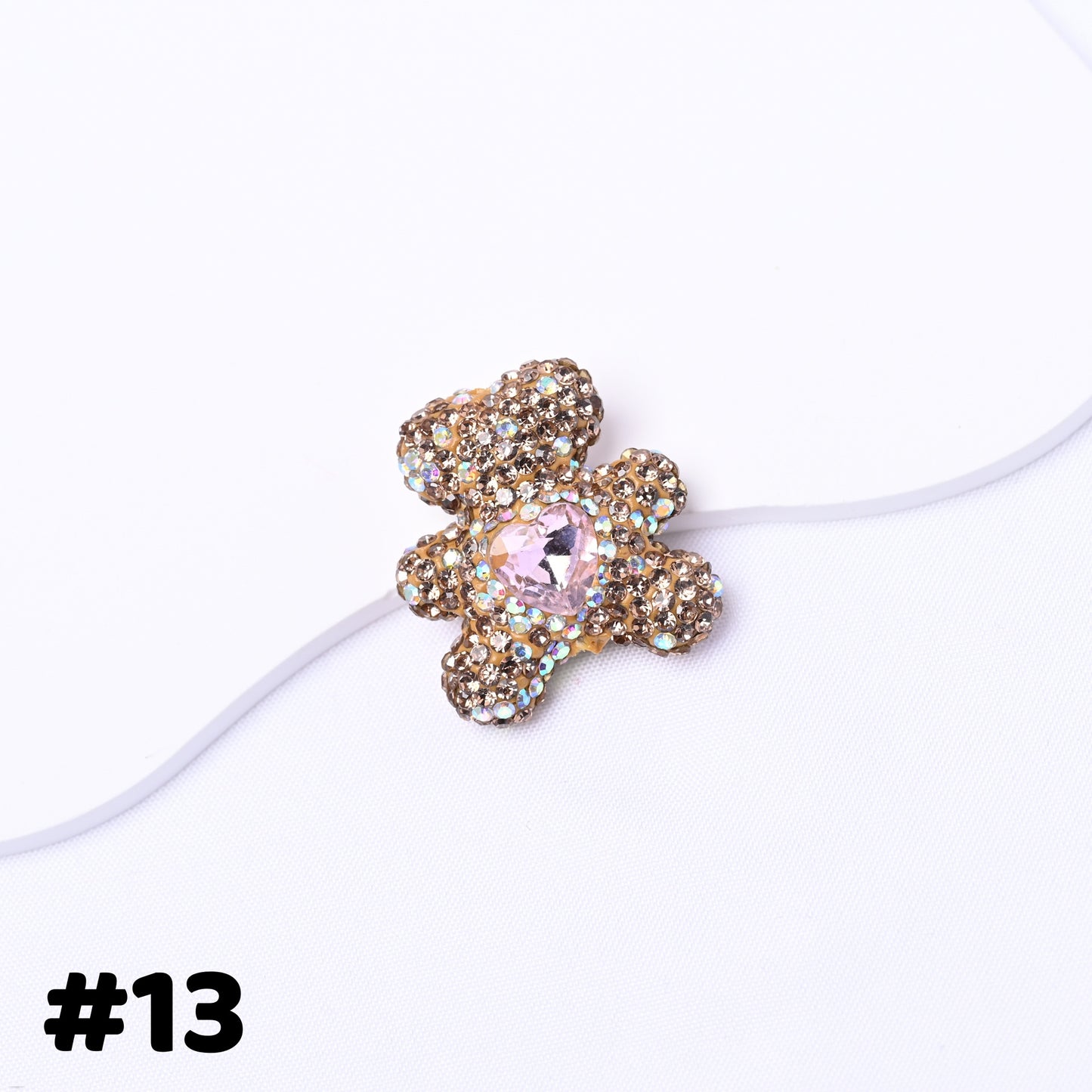 10 pcs Starry Sky Diamond-Studded Bear Heart-Shaped Zirconia Ball Fancy Beads