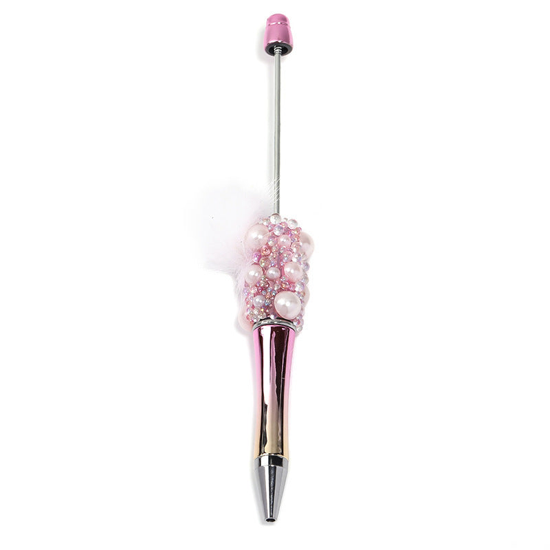 Fuzzy ball pearl beadable pen