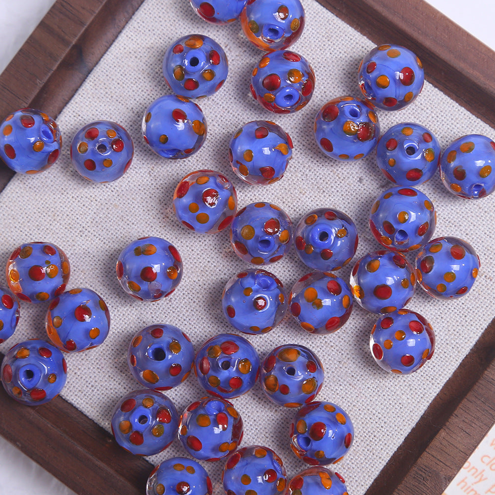 12mm colorful polka dot round glass beads