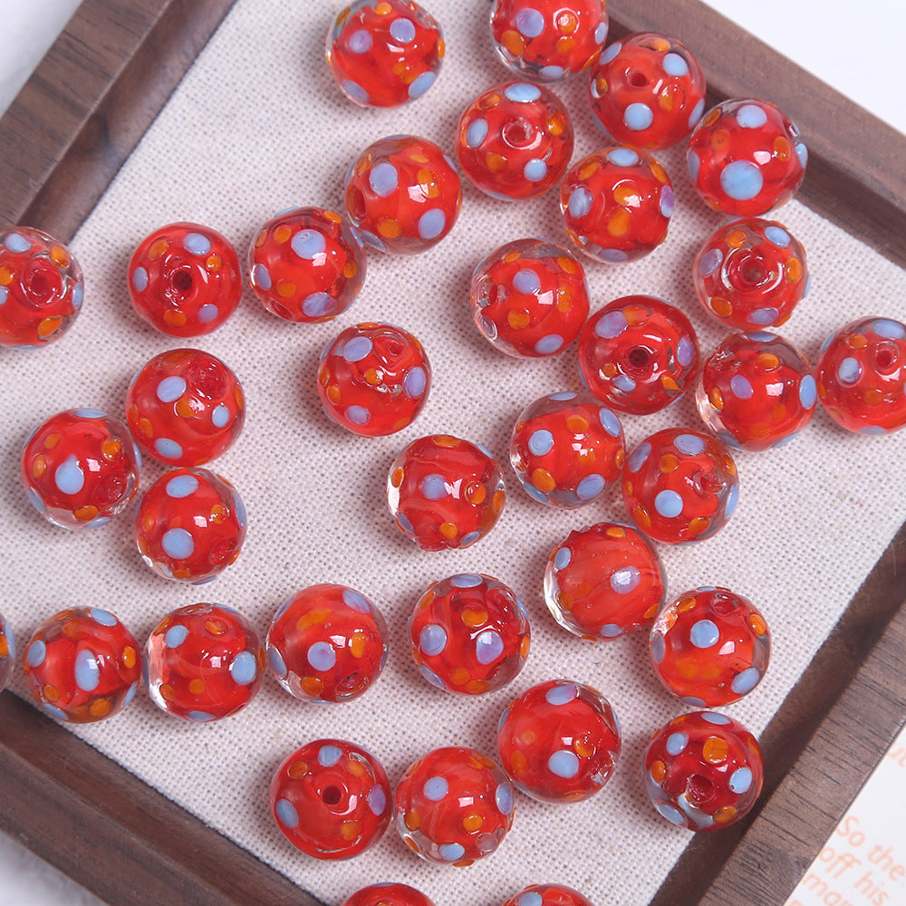 12mm colorful polka dot round glass beads