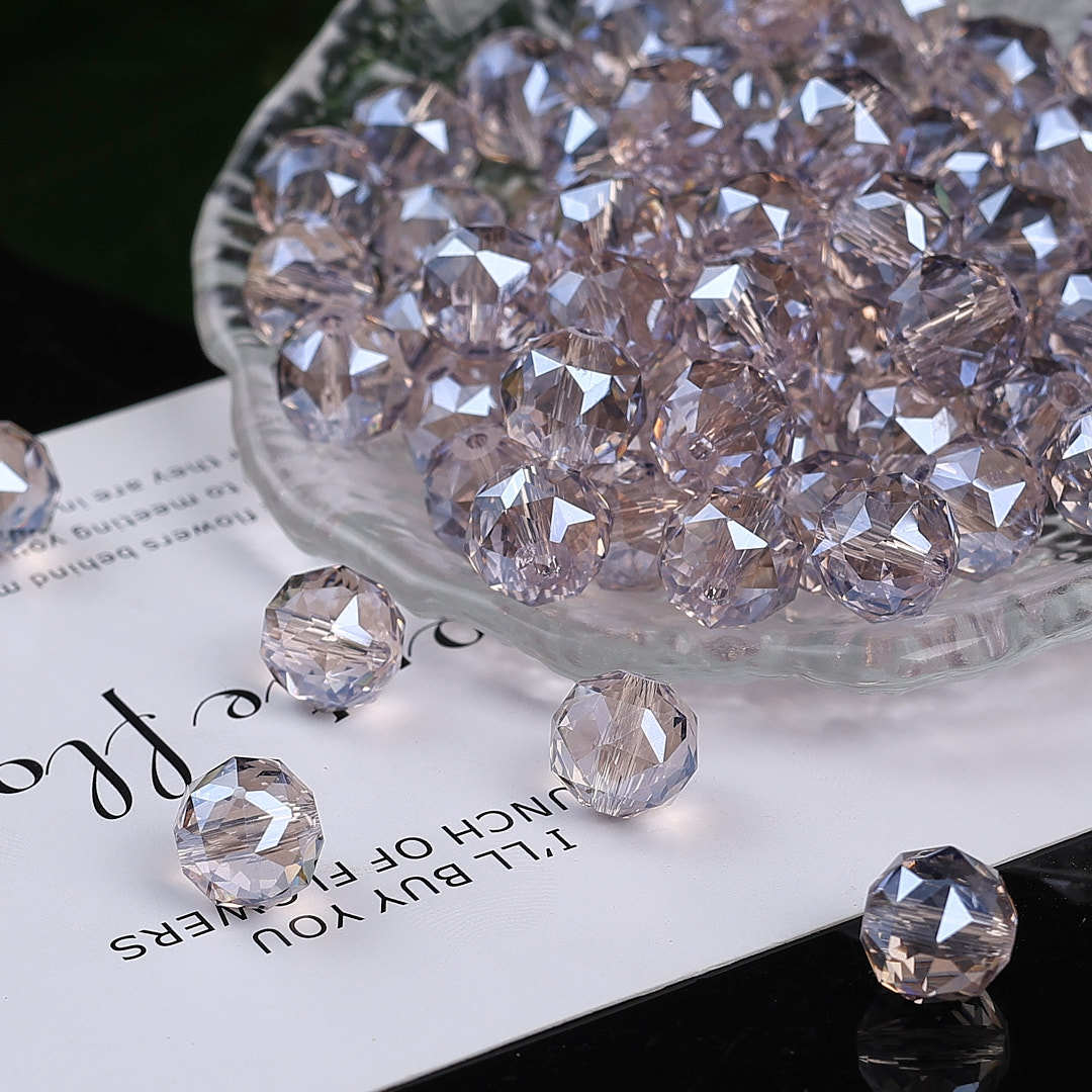 Colorful glittering faceted flower ball crystal glass beads