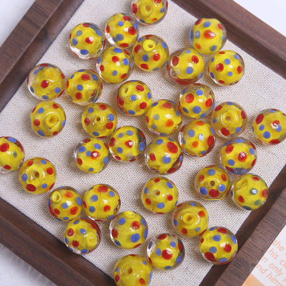 12mm colorful polka dot round glass beads