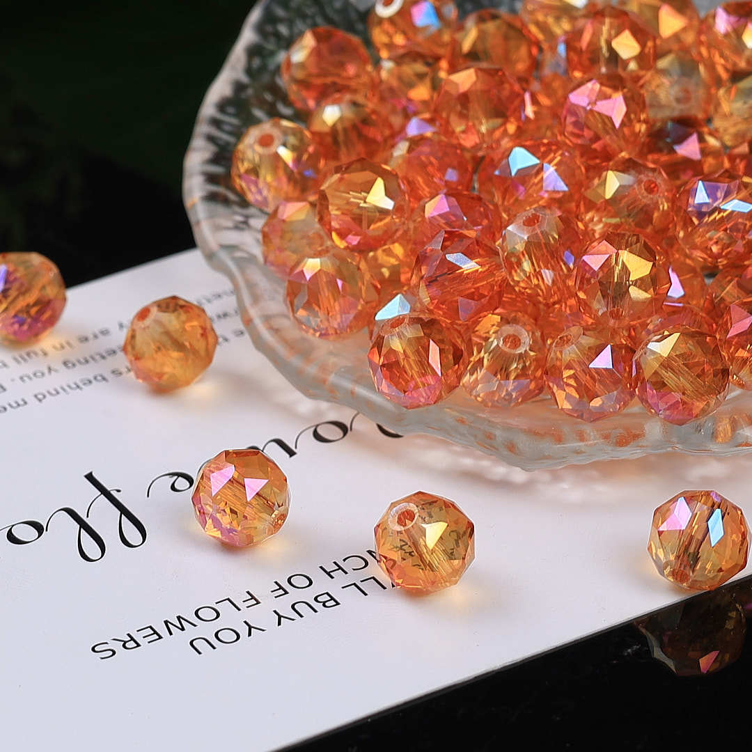 Colorful glittering faceted flower ball crystal glass beads