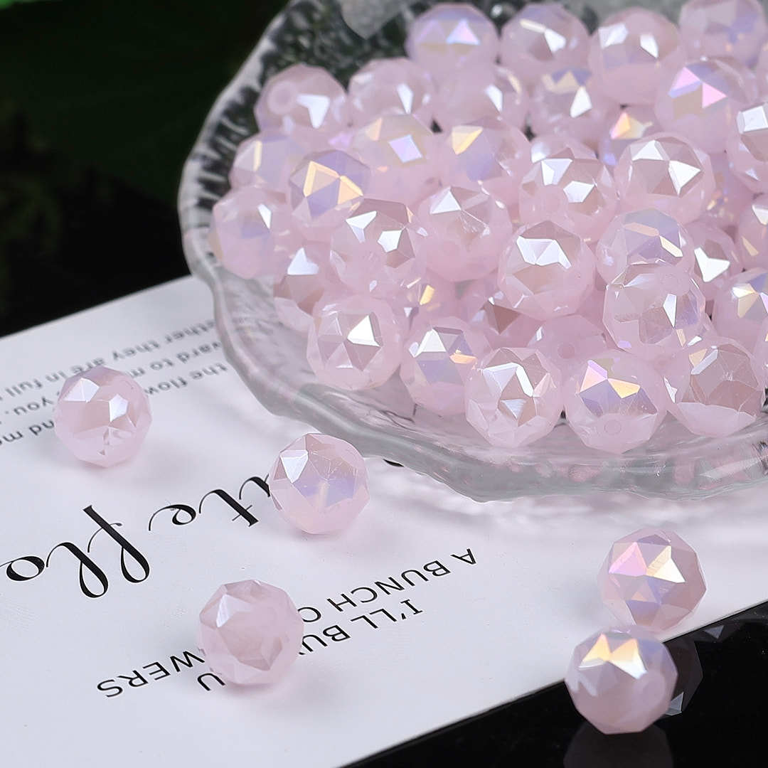 Colorful glittering faceted flower ball crystal glass beads