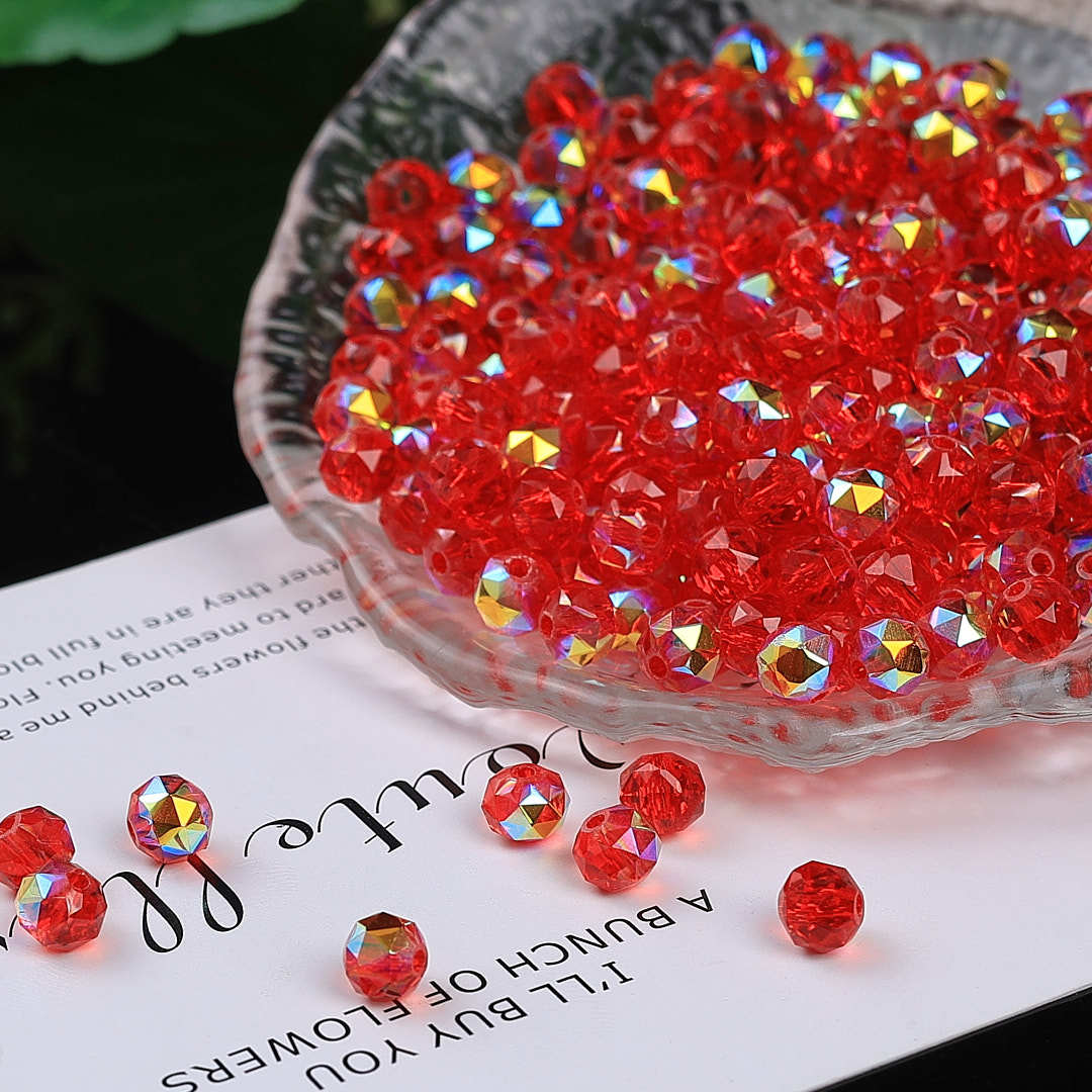 Colorful glittering faceted flower ball crystal glass beads