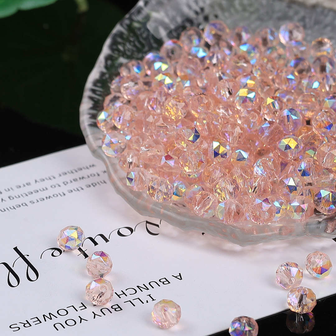Colorful glittering faceted flower ball crystal glass beads