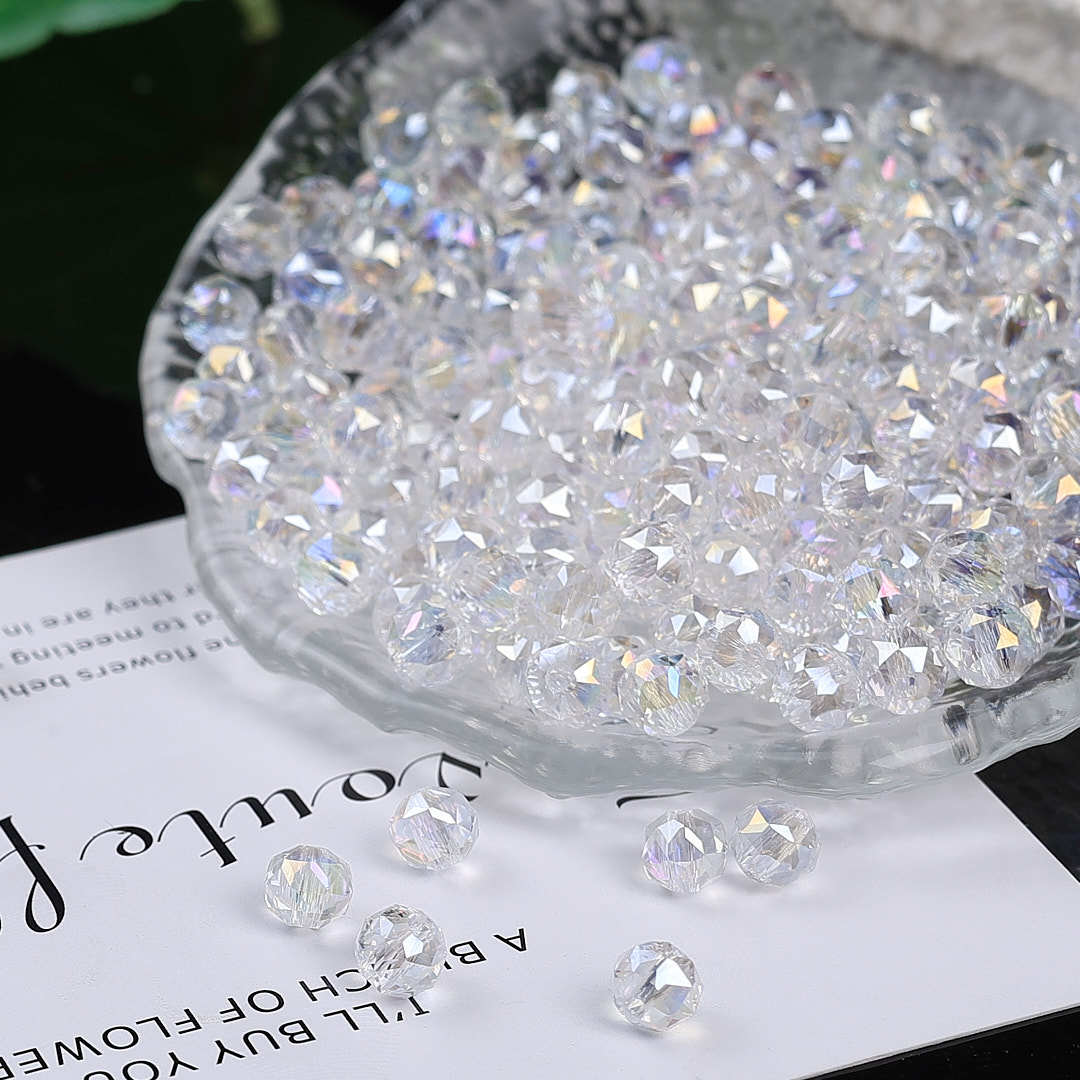 Colorful glittering faceted flower ball crystal glass beads