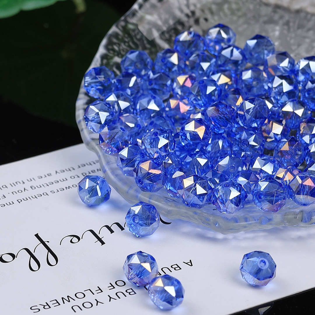 Colorful glittering faceted flower ball crystal glass beads