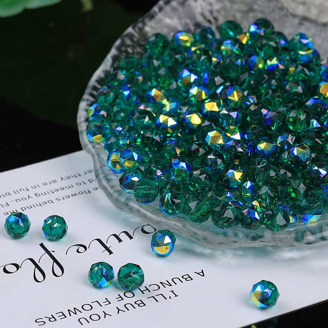 Colorful glittering faceted flower ball crystal glass beads
