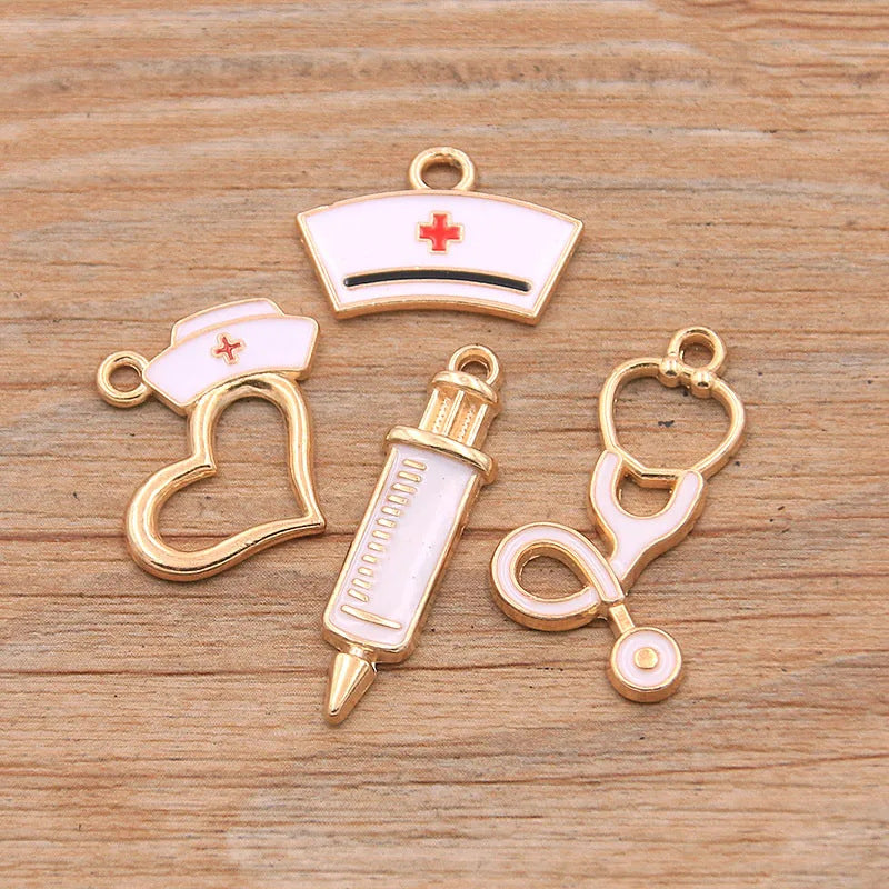 Stethoscope Syringe Heart Pendant