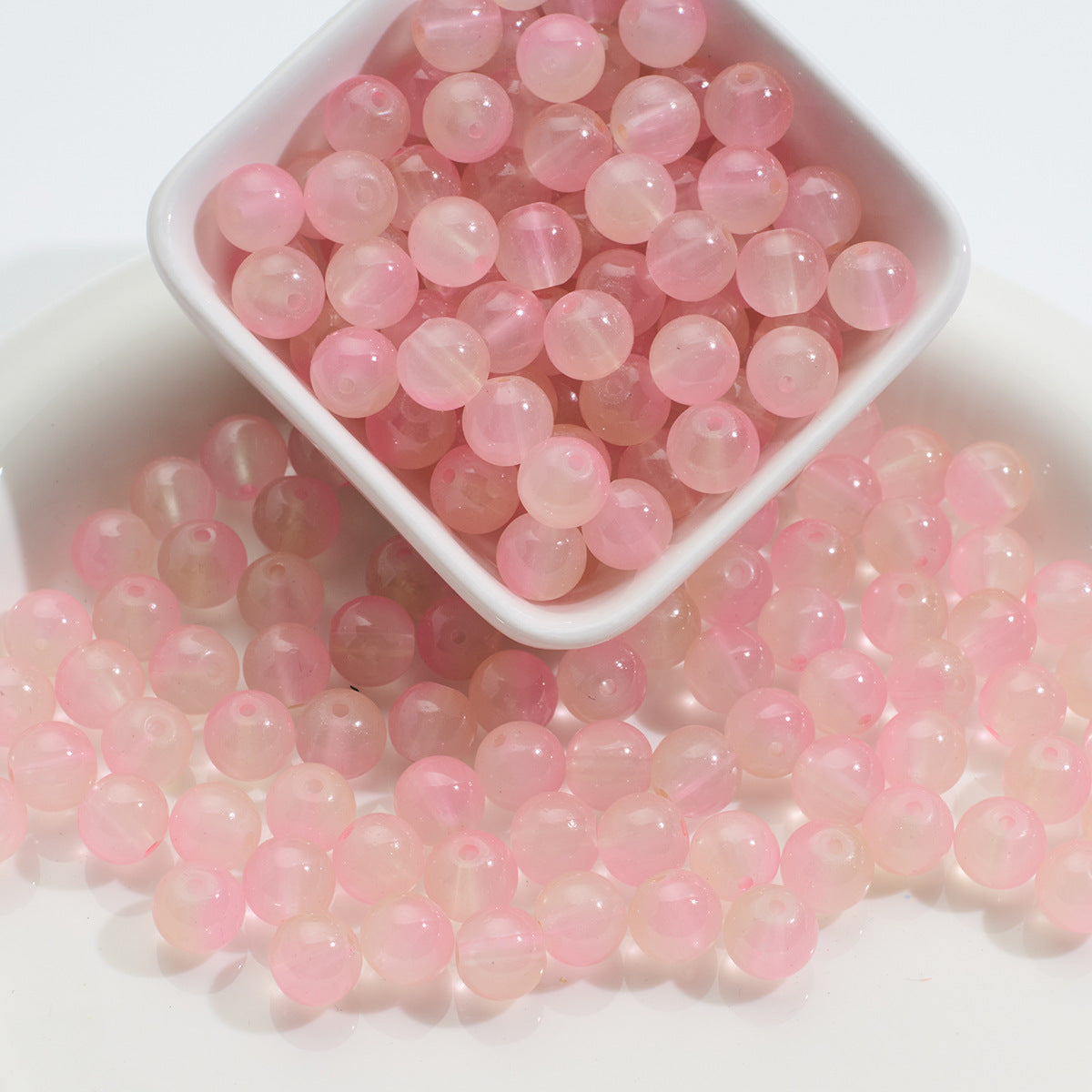 Three-color Glass Beads Imitation Jade Glass Beads