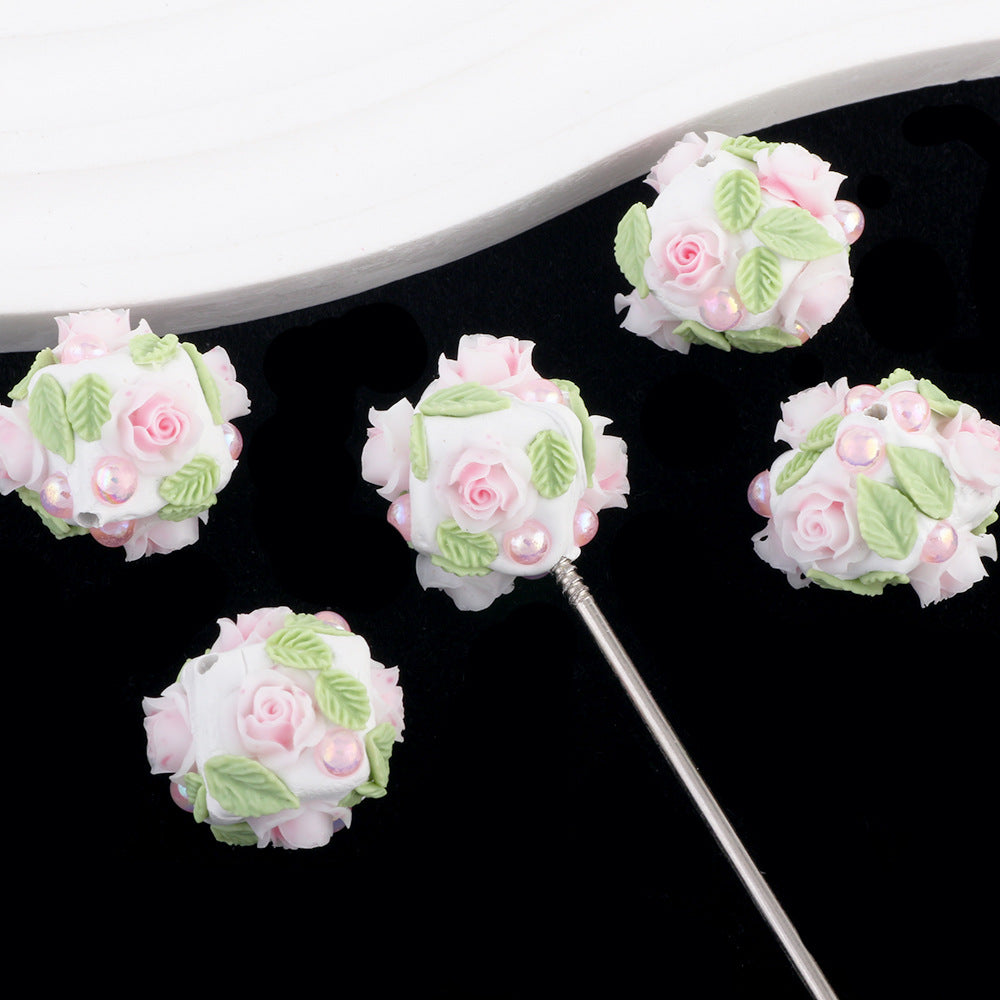 Fresh Flower Ball Drill Ball Pen Straight Hole Beads