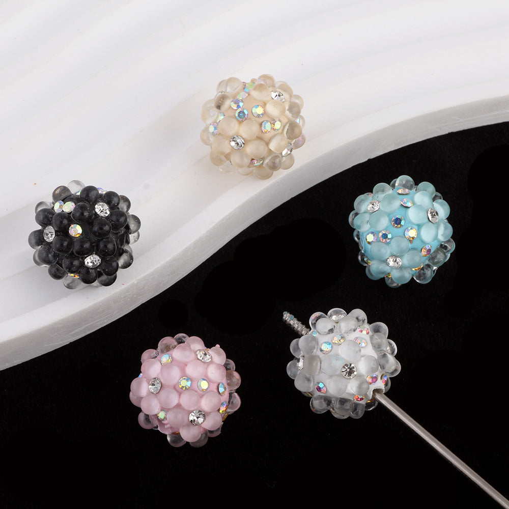 Inlaid Diamond Flower Bubble Beads