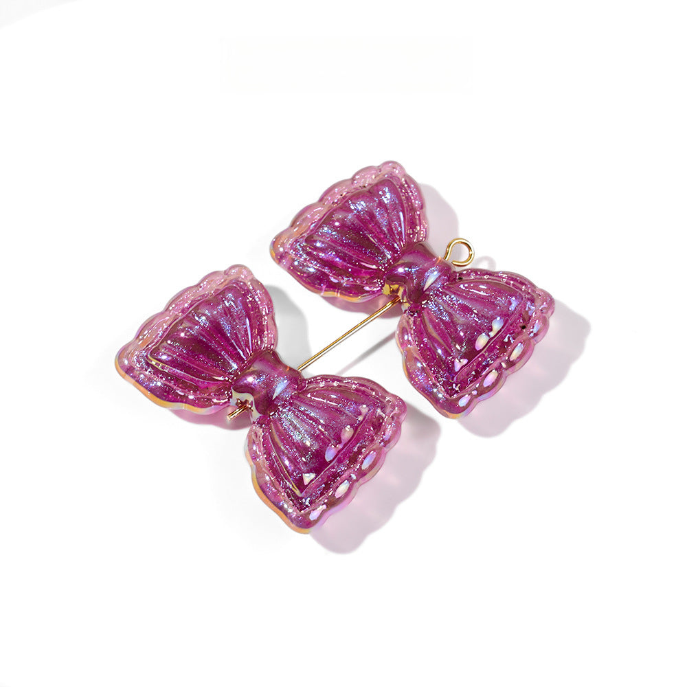 Thin and Glittering Straight Hole Bow Beads