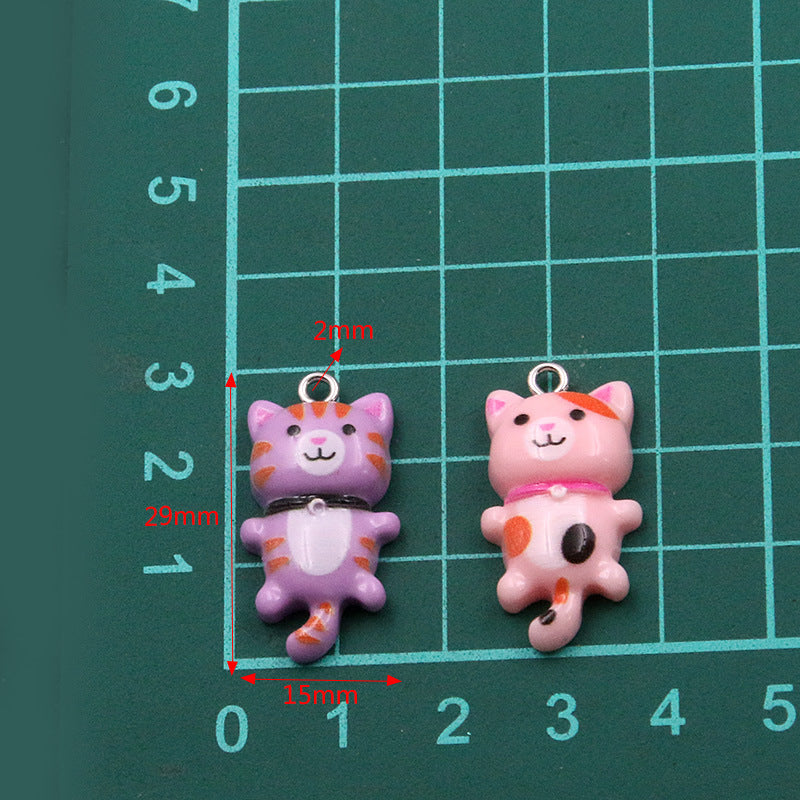8 Colors 15*29mm DIY Resin Cute Cartoon Kitten Animal Pendant Charm