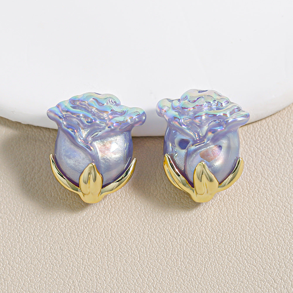Electroplated Straight Hole Rose Beads