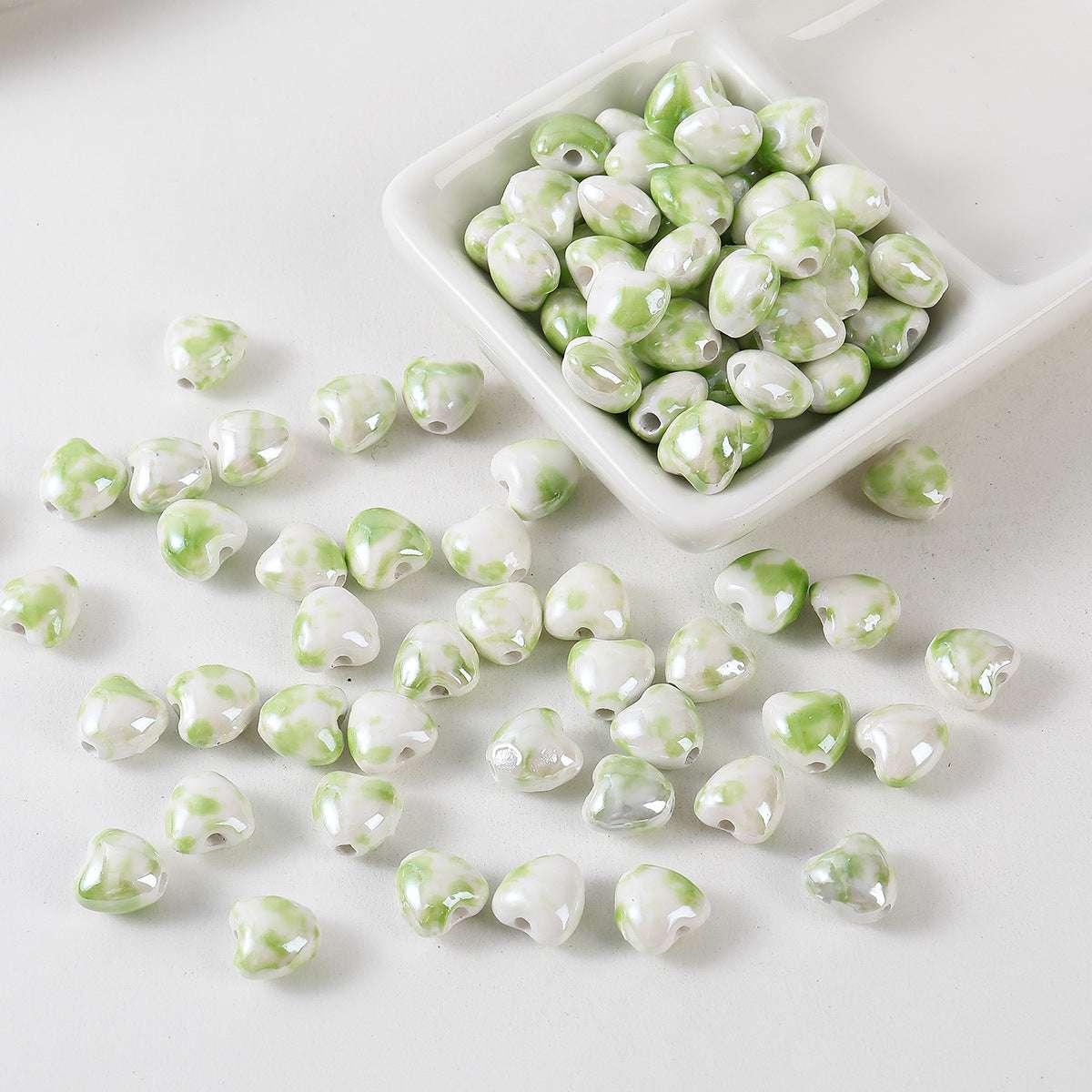 Ceramic Color-Plated 10mm Heart-Shaped Ceramic beads