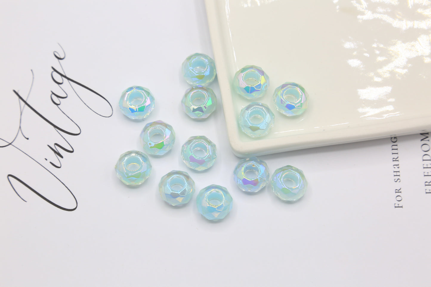 Acrylic UV Color-plated Diamond Surface Large Hole Candy Heart Beads Middle Beads diy Bracelet Beads Loose Beads Jewelry Accessories