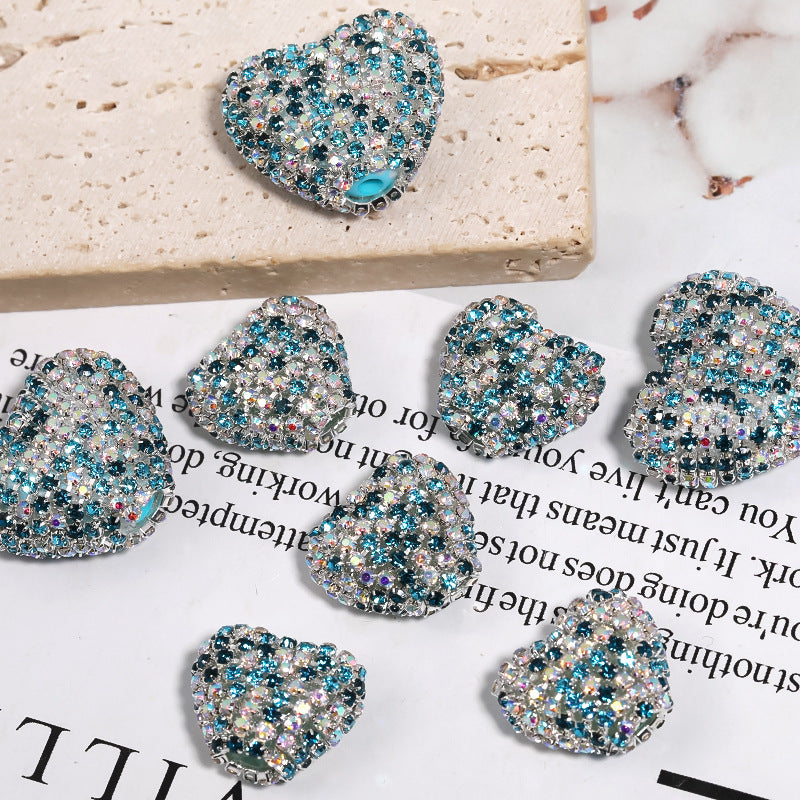Rhinestone Claw Chain Heart-shaped Rhinestone Ball Straight Hole Bead