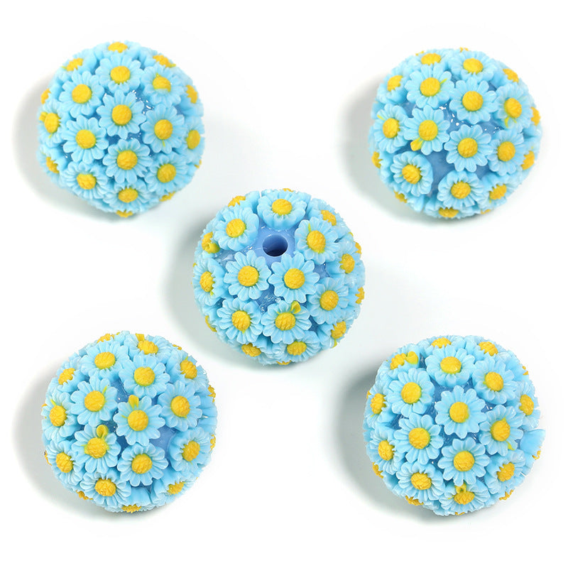 Colorful Resin Flower Ball Through Hole Beads