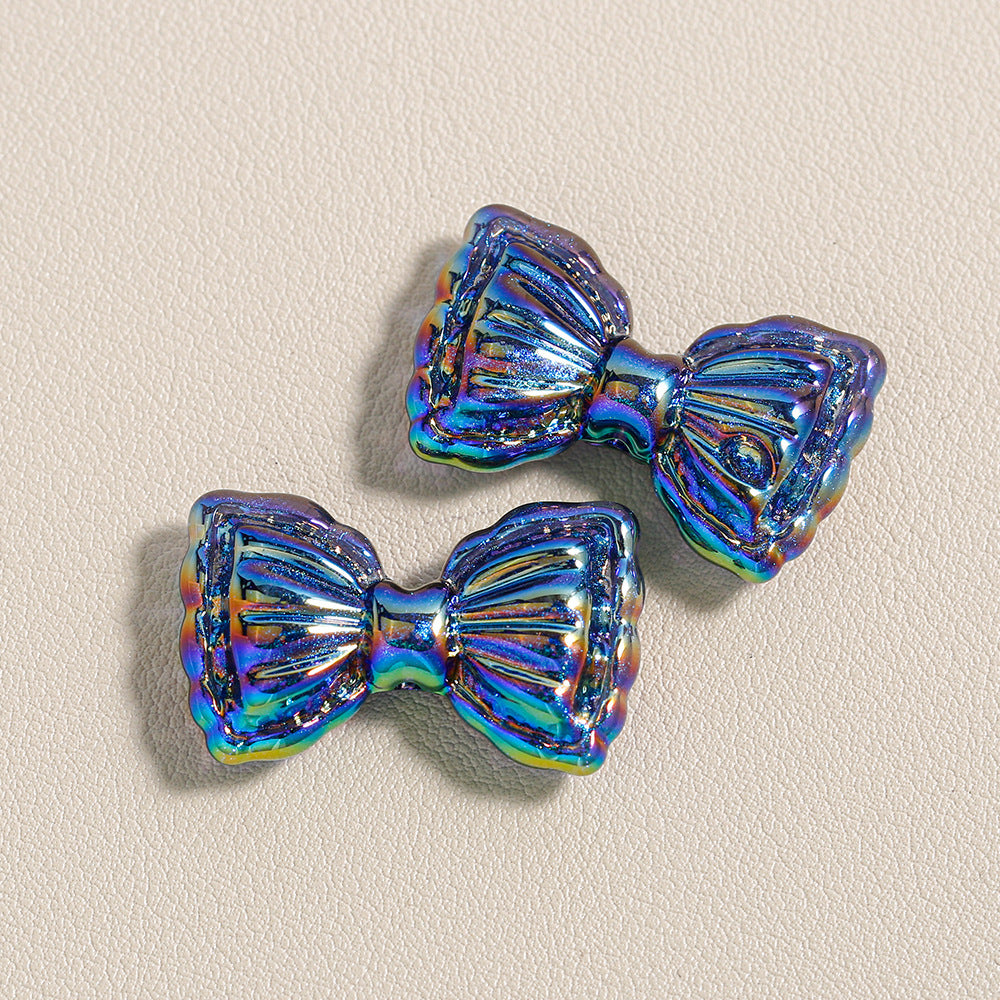 Thin and Glittering Straight Hole Bow Beads