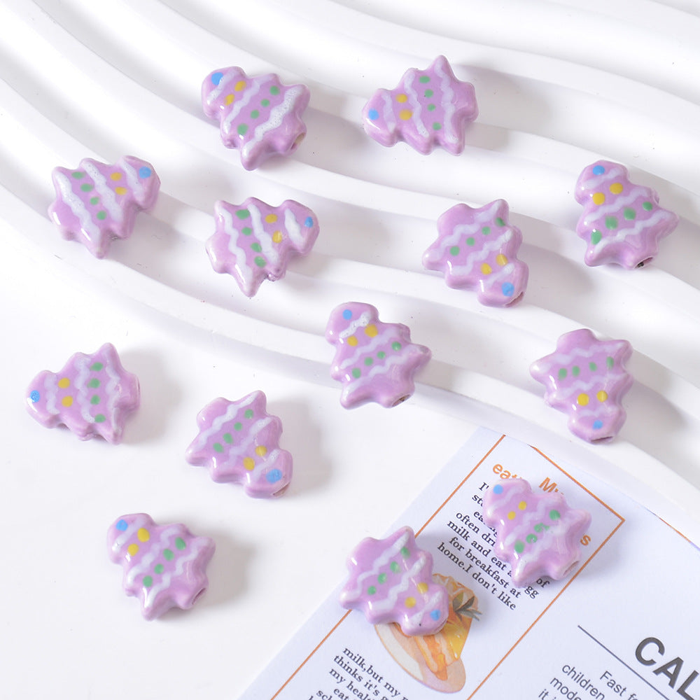 Ceramic Hand-painted Christmas Tree Beads Cartoon Loose Beads