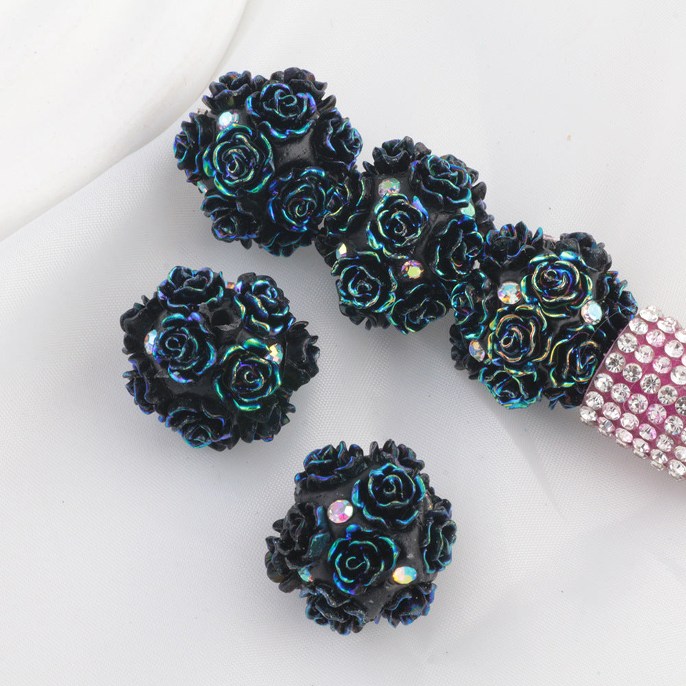 Fluorescent Rose Ball Soft Clay Straight Hole Beads