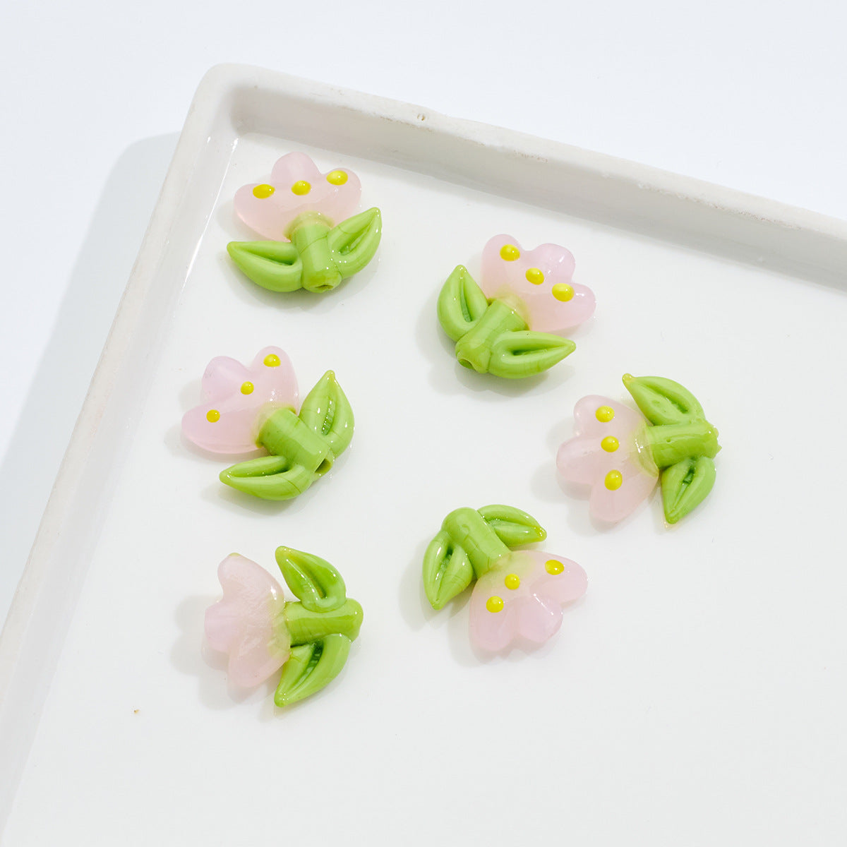 3D Tulip Glass Small Flower beadable beads