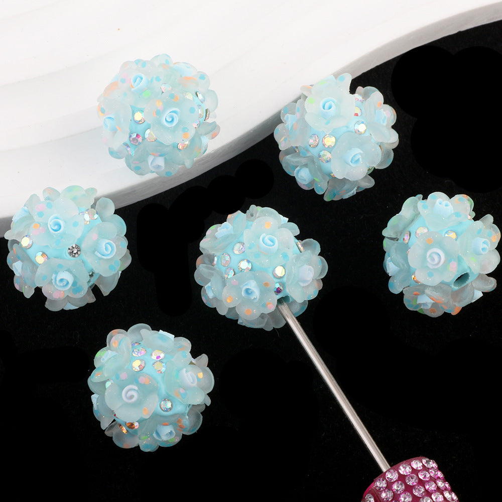 Fluorescent Flower Ball Wearable Straight Hole Beads