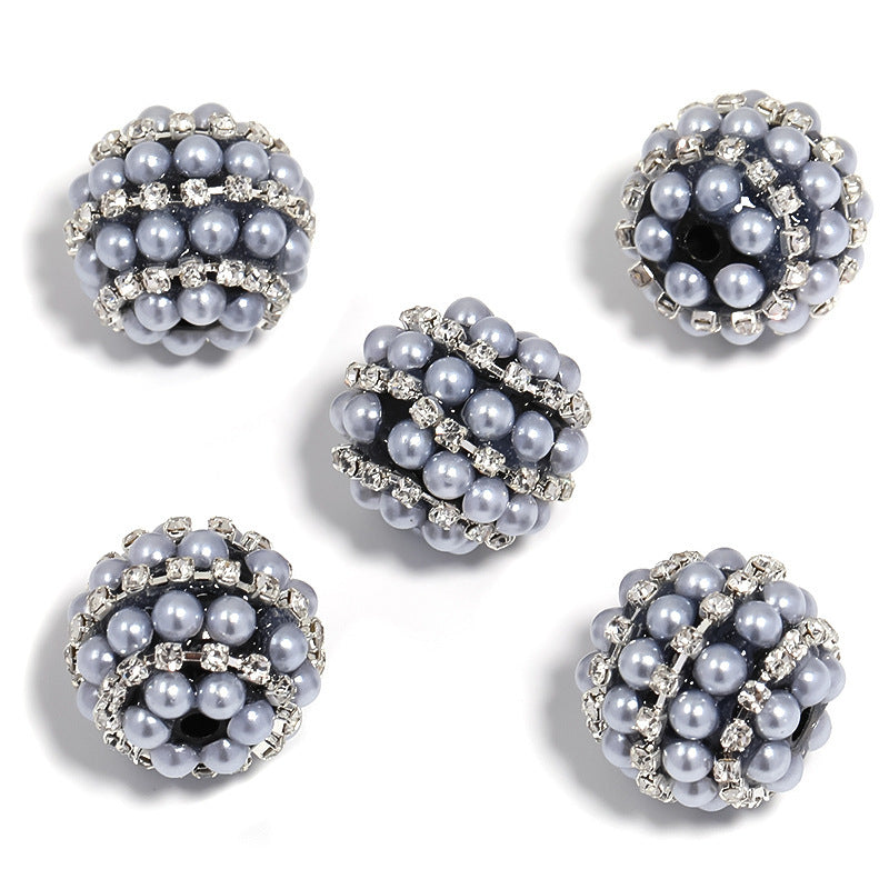 Candy Color Pearl Diamond Ball Rhinestone Chain Straight Hole Beads