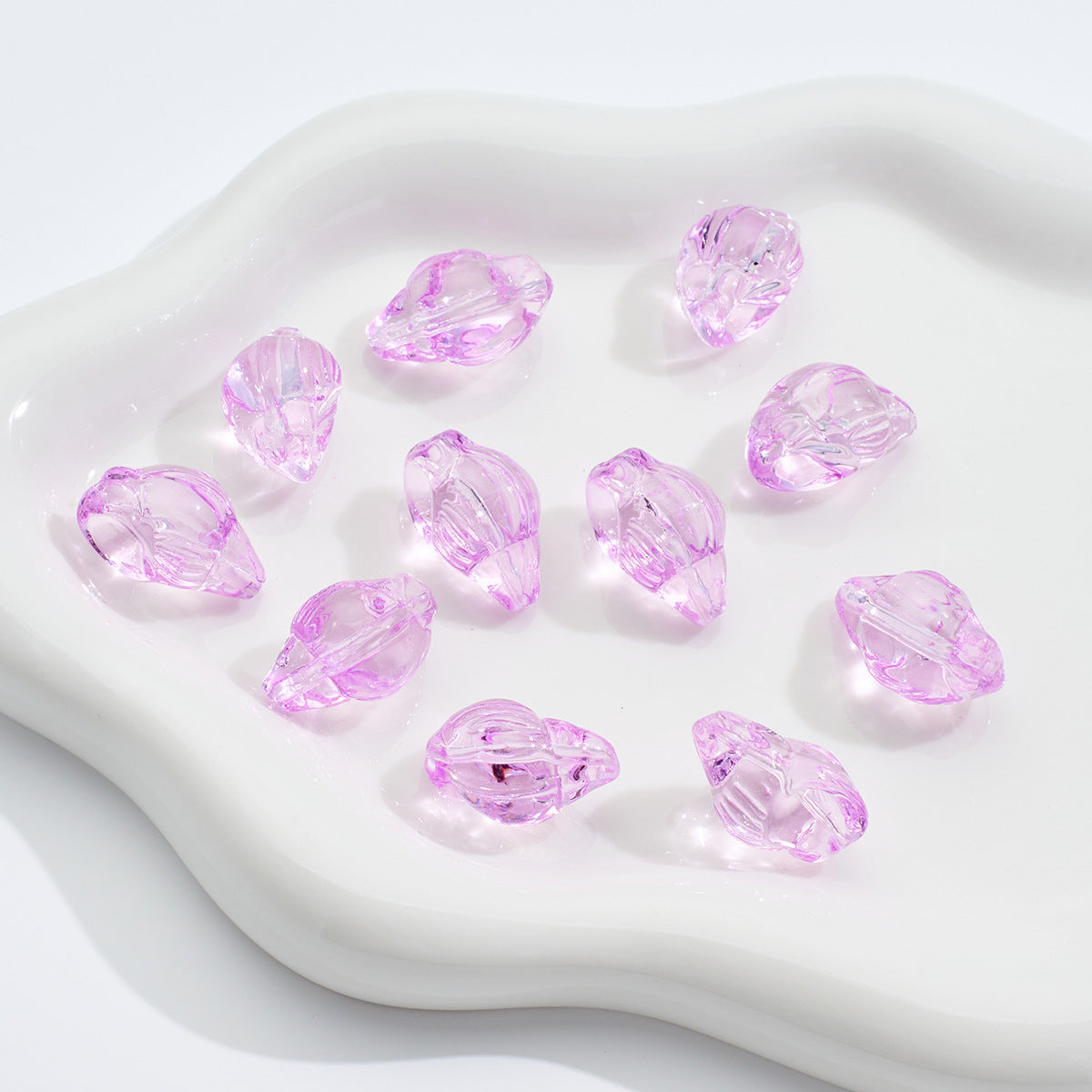 Multi-colored transparent conch beadable beads