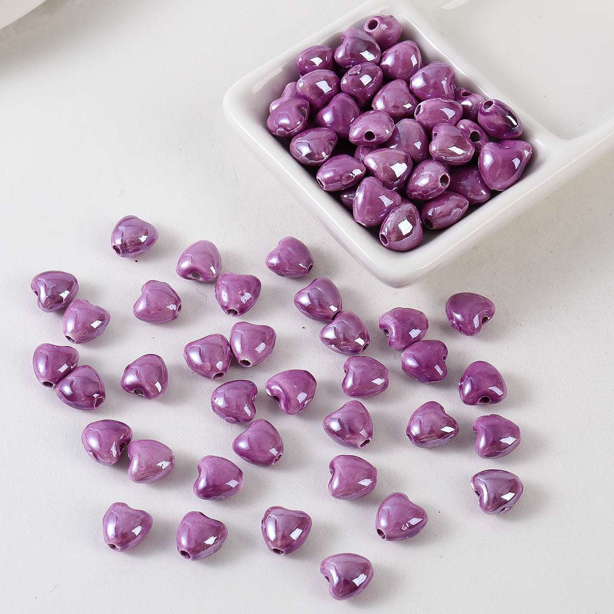 Ceramic Color-Plated 10mm Heart-Shaped Ceramic beads
