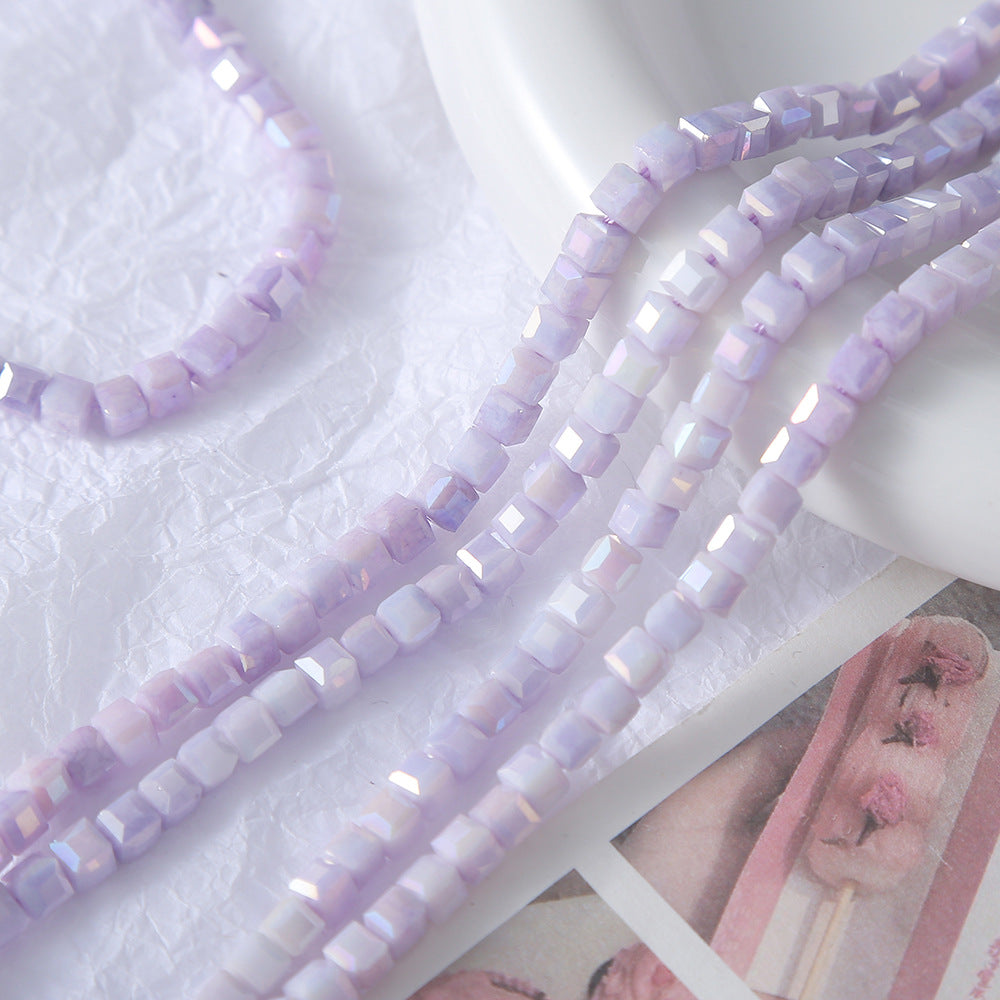5mm Faceted Crystal Sugar Cube Water-Dyed Square