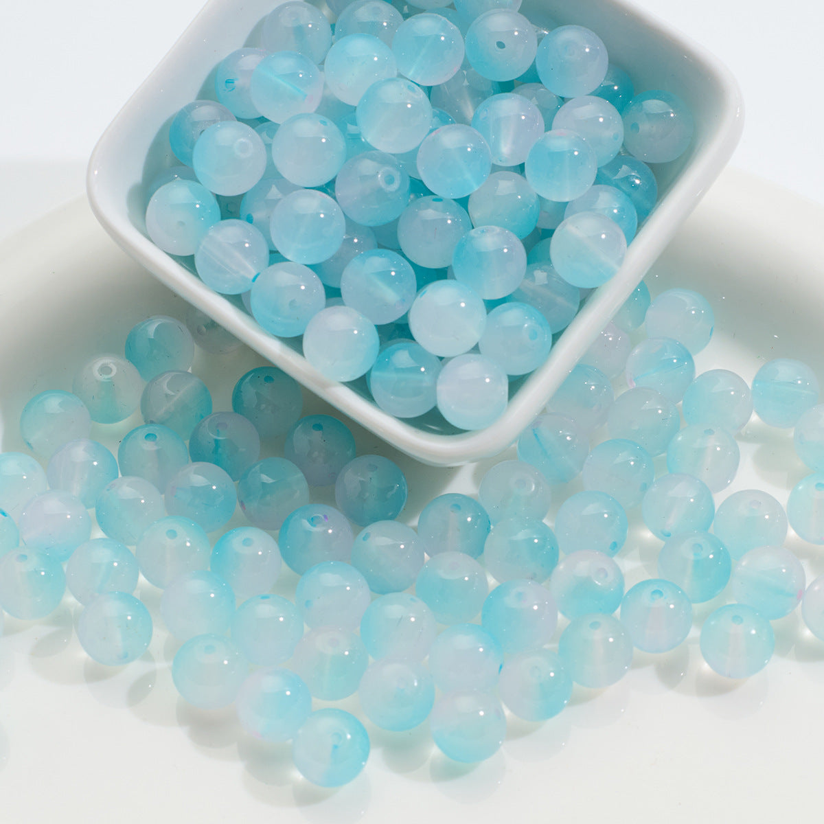 Three-color Glass Beads Imitation Jade Glass Beads