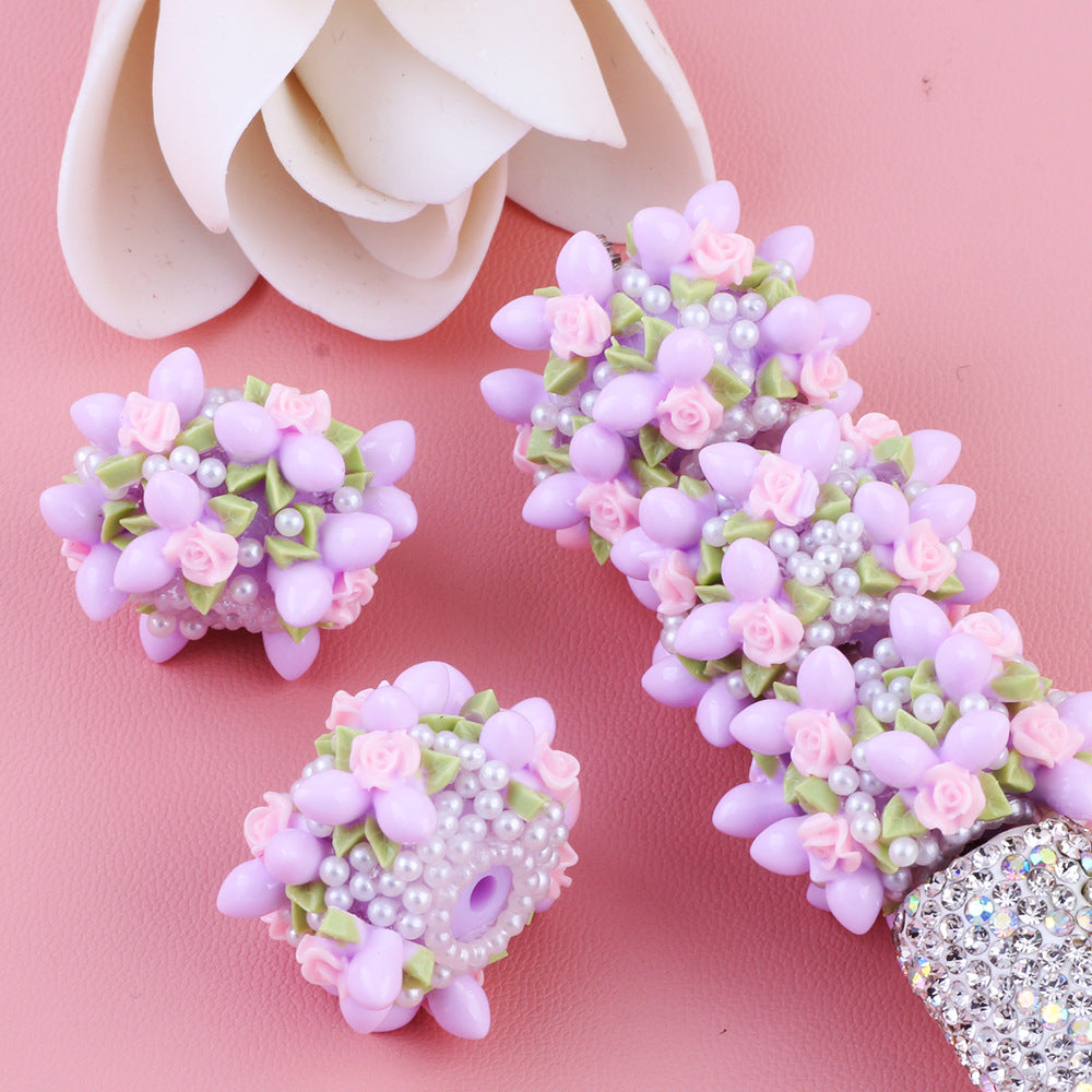 Pearl Flower Ball Colorful Wearable Straight Hole Beads