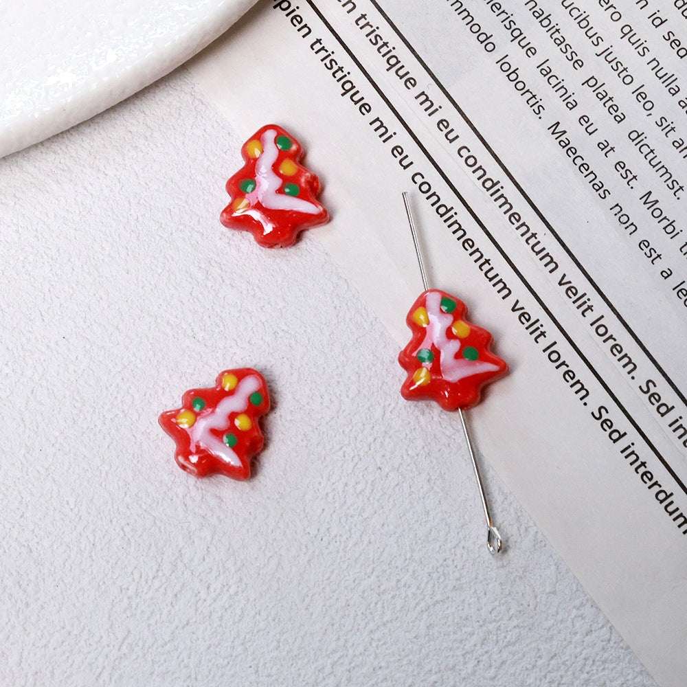 Summer Cute Hand-Painted Ceramic Beads Cartoon Christmas Tree