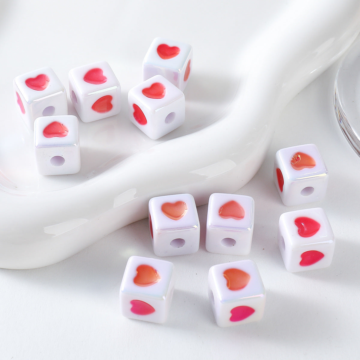 Cute Plating Color Heart-Shaped Oil Dripping Square