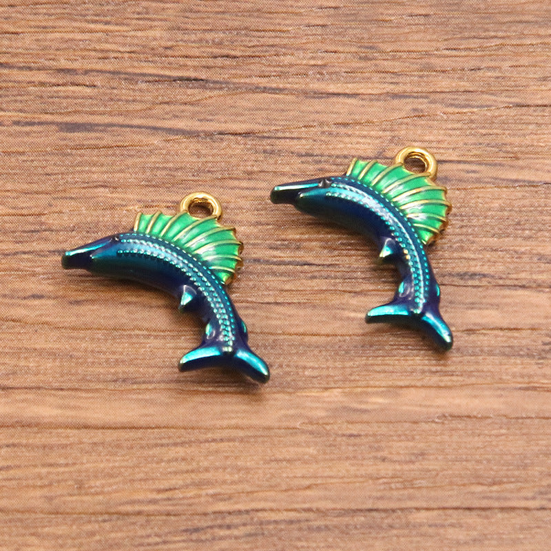 Stainless Steel Gold Vacuum Plating Oil Drop Charm Animal Pendant Small Fish Pendant