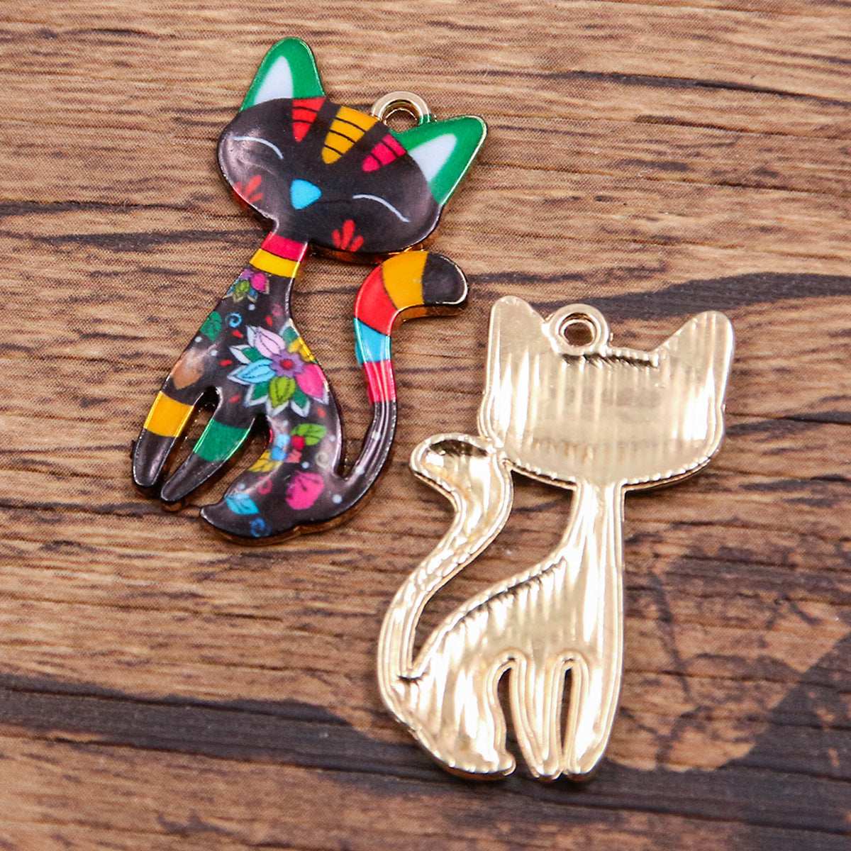 1 Piece 8 Colors 17*29mm DIY Alloy Jewelry KC Gold Drop Oil Color Printing Halloween Fox Pendant Hanging Decoration