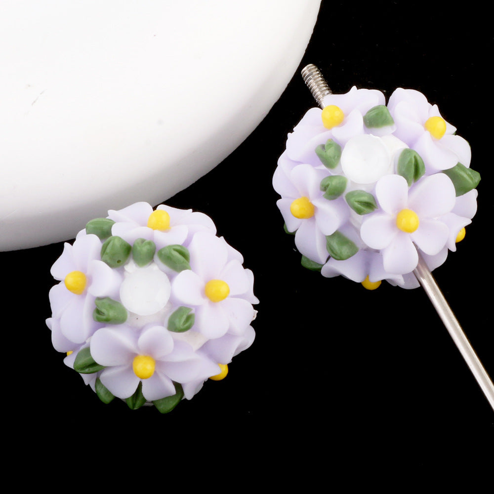 Camellia fresh green leaf flower ball beads