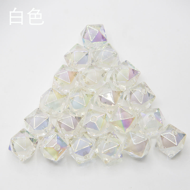 UVメッキカラー16MM多面菱形ビーズビーズストレートホールビーズルースビーズDIY