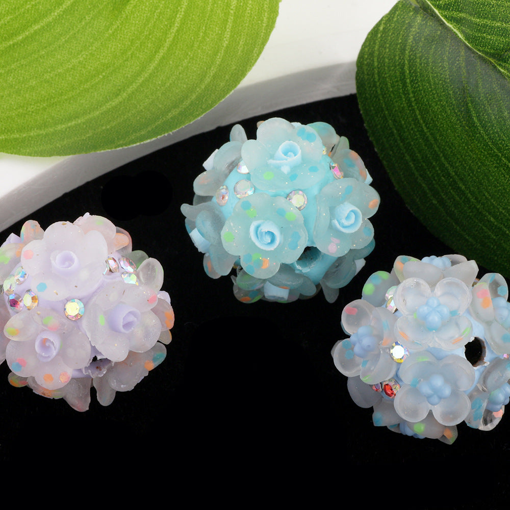 Fluorescent Flower Ball Wearable Straight Hole Beads