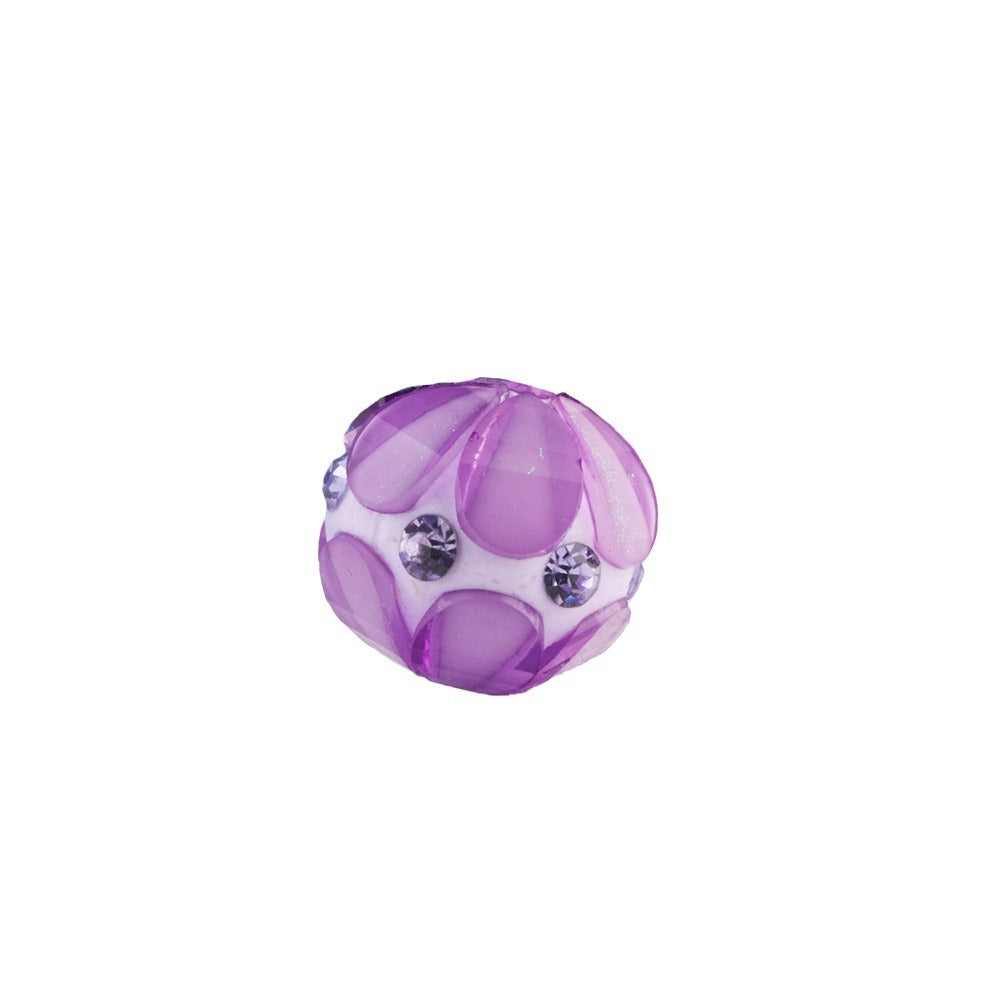 Inlaid Diamond Petal Beads Soft Clay Diamond Balls Pen-Drillable Straight Hole Beads