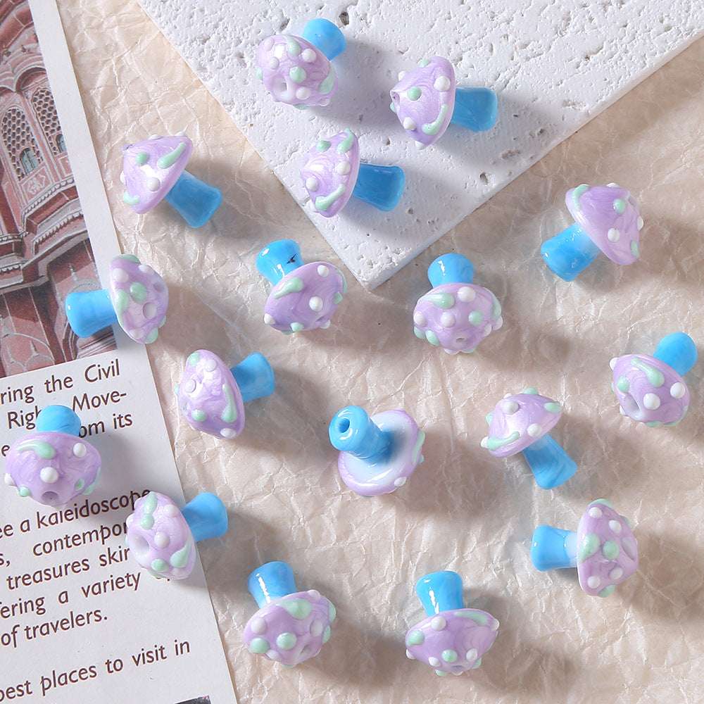 Hand-painted 3D Mushroom Ceramic Beads